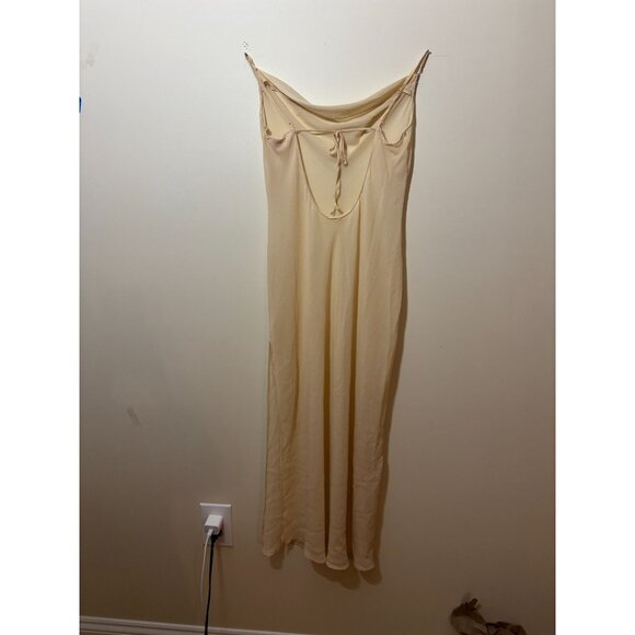 Vintage Victoria Secret Beige Lingerie Slip Dress w Low Back Tie Detail & Cowl N - Picture 2 of 10